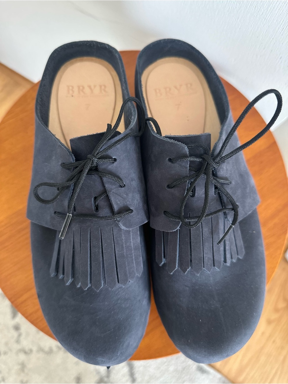 BRYR Zoe Suede Platform Clog in Ink (Navy) Size 7/37